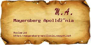 Mayersberg Apollónia névjegykártya